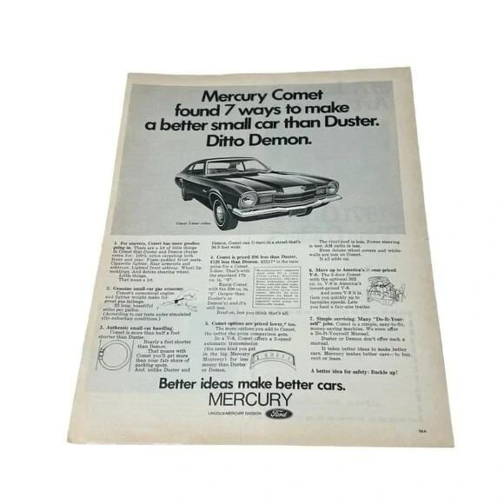 1970 Mercury Comet Better Small Car Original Vintage Print Ad